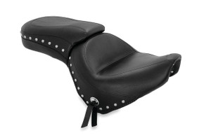 Mustang Wide Touring for Honda '10-13 VT1300C Sabre, '10-16 Stateline, '10-15 Interstate - Chrome Studded, Black with Conchos