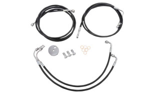 L.A. Choppers Stainless Steel Brake Lines for '09-13 FLHT/FLHR/FLHX (W/ ABS) -for Mini Ape Hangers, Black Vinyl-Coated Stainless Steel