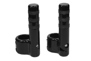 Lindby 1.5" Clamp-On Footpegs - Black Powder-Coat Wide Band - Pair