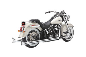 Cobra Bad Hombre Dual Exhaust System with Fishtail Tips for '12-17 Softail FLST/FXST Models - Chrome