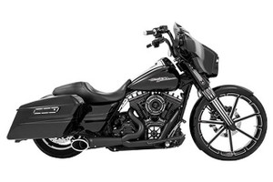 Freedom Performance  2-into-1 Turn Out Exhaust System Exhaust System for '95-16 Harley Davidson FLH/FLT - Black w/ Black Tip