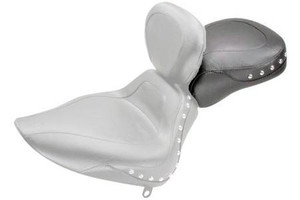 Mustang Sport Recessed Rear Seat fits SPORT Solo w/ Backrest for Softail Deluxe '05-Up (w/ Standard Rear Tire) -Studded DOES NOT FIT WITH STOCK LUGGAGE RACK