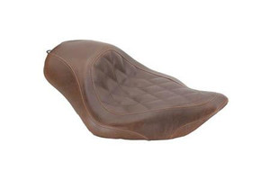 Mustang Wide Tripper Solo Seat for Sportster '04-06 & '10-Up (2.5 & 3.3 Gallon) -Distressed Brown w/ Diamond Pattern