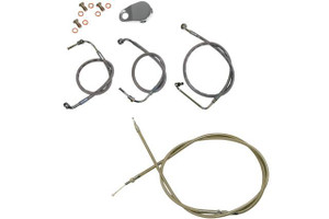 LA Choppers Standard Handlebar Cable/Brake Line Kit for '14-16 FLHR (w/o ABS Brakes) Use with 15-inch to 17-inch Ape Hangers Stainless Steel Braided