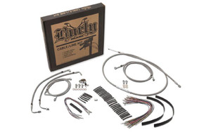 Burly Brand Handlebar Installation Kit for '14-16 FLHX/FLHT/C/U & H-D Trikes with ABS -15 Inch Braided Stainless Steel