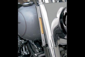 Alloy Art LED Front Signal Lights for Harley Davidson Fat Boy, Heritage, Deluxe, & Slim '90-14 -w/ Clear lens/Amber LEDs, Chrome