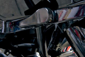Alloy Art LED Front Signal Lights for Harley Davidson FLTR '98-13 (3.5" L x 1.25" W) -w/ Smoked lens/Amber LEDs, Black Anodized  Smooth