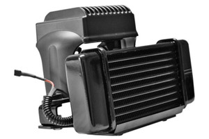 Jagg Fan-assisted Low Mount Oil Cooler System for For FLH '09-14 Does not yet fit '14-Up FLH WaterHead models.