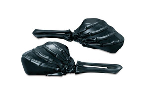 Kuryakyn Skeleton Hand Mirrors - Chrome Stem with Black Head (Pair