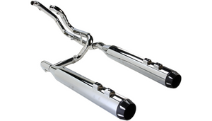 Bassani True-Dual Down Under System w/ Straight Can Mufflers for '09-16 Harley Davidson Touring Models - Chrome