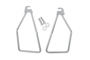 Drag Specialties Chrome Saddlebag Support Brackets for '00-Up FXST/FLST Models (ex. FXSTD, FXSTC '07-Up FLSTF) Single-bolt Mount