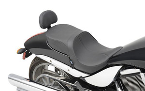 Drag Specialties Low Profile Touring Seat w/ Built In Passenger Backrest  for Hammer '05-Up  -Mild Stitch