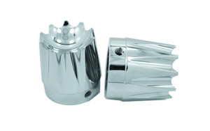 Avon Axle Nut Covers for all H-D Touring -Excalibur, Chrome-1"