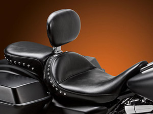 Mustang Touring Solo Seat with Driver Backrest for Harley Davidson