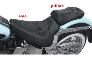 Saddlemen Tattoo Pillion Pad for '84-99 FXST/FLST w/ Tattoo Solo Seat w/ Black Stitch Solo seat sold separately