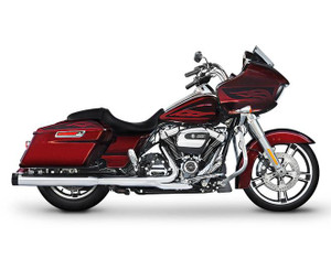 Rinehart Racing  4.5 inch Slip On Mufflers for '17-Up Harley Davidson Touring Models - Chrome with Black End Caps [500-0110]