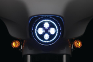 Kuryakyn Orbit Vision 7 inch L.E.D. Headlight with White Halo for Harley Davidson Touring Models '94-Up - Black