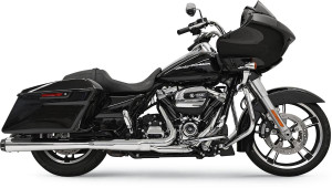 Bassani 4 inch Megaphone Slip On Mufflers for Harley Davidson FL Models '17-Up - Chrome with Black End Cap