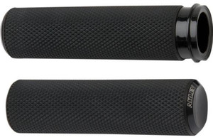 Arlen Ness Fusion Grips for '08-23 Harley Davidson Touring, '16-Up Softail (Click for Fitment) Knurled Black Anodized