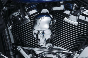 Kuryakyn Skull Horn Cover for '17-Up Harley-Davidson Models with Stock Waterfall Style Horn Cover (Choose Chrome or Black)