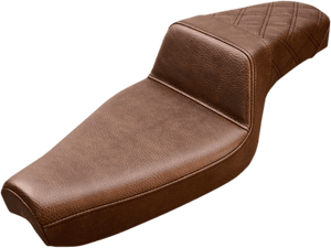 Saddlemen Step Up Seat for '79-03 Harley-Davidson Sportster  - Brown with Passenger Lattice Stitch
