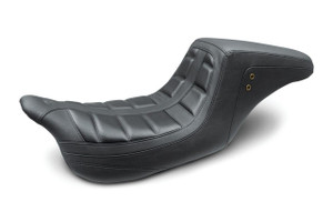Mustang Squareback One Piece Seat for '08-Up Harley-Davidson FL Touring - Black with Black Stitching (Not for '24-Up FLHX/FLTR Models)