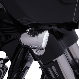 Ciro Fang White Halo Front Signal Light Inserts with Chrome or Black Bezel for Harley Davidson