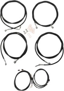 LA Choppers Complete Stainless Cable Kit for 12" to 14" Ape Hangers for '17-20 Harley Davidson Touring with ABS - Black Vinyl/Stainless
