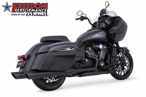 Freedom Performance 2 Step 4.5" Mufflers for '14-20 Indian Chieftain, Roadmaster, Pursuit and Challenger - Black with Pitch Slash Cut Tip
