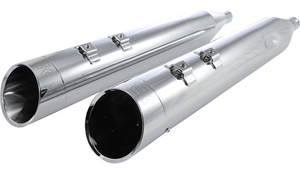 Khrome Werks 4.5" Slip On Mufflers for '95-16 Harley Davidson Touring Models - Chrome with Chrome Billet Edge Tips