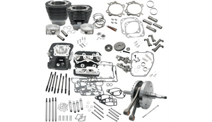 S&S Cycle 124" Hot Set Up Kit with S&S Cylinder Heads for '07-17 Harley Davidson 96B/103B/110B Balanced Twin Cam - Wrinkle Black