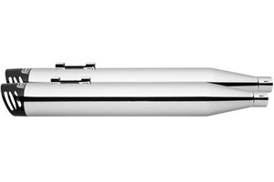 *CLEARANCE* Freedom Performance 4 inch Racing Slip-On Mufflers for '17-Up FL Models -Chrome w/ Black End Cap