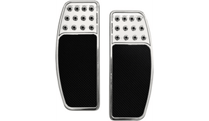 Accutronix Original Front Floorboards for '84-Up Harley Davidson FLH & FLT Baggers & '86-17 FLST - Chrome w/ Rubber Inserts