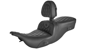 Saddlemen Heated Roadsofa Lattice Stitched Seat with Driver Backrest for '97-07 Harley Davidson FLT, FLHT, FLTR Models - Black