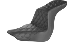 Saddleman Tour Step Seat for '18-Up Harley Davidson Sport Glide and Lowrider - Full Lattice Stitch Black