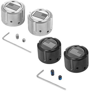 Figurati Designs Stainless Steel Front Axle Nut Cover - American Flag Contrast Cut