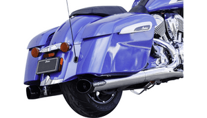 S&S Cycle 4" Broadhead Slip-On Mufflers with Slash-Cut End Caps for '14-Up Indian Chieftain and Challenger/Pursuit Models - Chrome