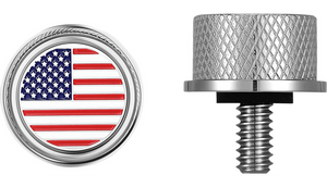 Figurati Stainless Steel Seat Mounting Knob for Harley Davidson Models - RWB U.S. Flag 1/4"-20 Stainless