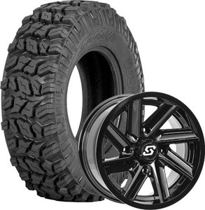 Sedona Wheel and Tire Kit for Polaris Ranger RZR 570 - Coyote Tire/Chopper Wheel 14X7 4/156 4+3 (+5MM) Black (Sold Each, One Wheel and Tire per kit)