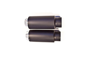 ForceWinder VRSC StreetFighter Mufflers Flat Black Short Bullets with Billet End Cap and Baffle