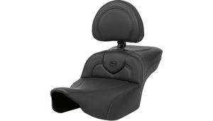 Saddlemen Roadsofa Seat with Driver Backrest for '23-24 Harley Davidson CVO Street Glide FLHXSE and '24-Up Road Glide and Street Glide - Carbon Fiber/Black Stitching
