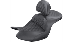Saddlemen HEATED Roadsofa Seat with Backrest for '18-24 Honda Goldwing - Black Lattice Stitch