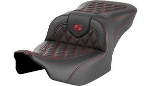 Saddlemen Roadsofa Lattice Stitch Seat for '24-Up Harley Davidson Street Glide, Road Glide and '23-24 CVO FLHXSE, CVO FLTRSE - Red Stitching