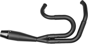 Sawicki Big Inch Shorty 2 into 1 Exhaust for '91-17 Harley-Davidson Dyna EVO/Twin Cam 5-6 Speed (Except for FLD/Switchback) Black Ceramic with Black Billet End Cap