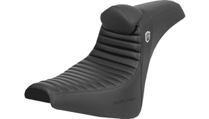 Saddlemen Pro Series SDC Performance Seat with Backrest for '18-Up Harley Davidson Softail Standard FXST and Street Bob FXBB Models - Tuck-n-Roll/Carbon Fiber