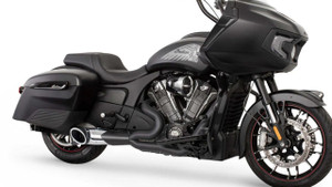 Freedom Performance Black 2-1 Turn Out Side Dump Exhaust w/ Chrome Slash Sculpted 4.5" End Tip for '20-Up Indian Challenger, Pursuit