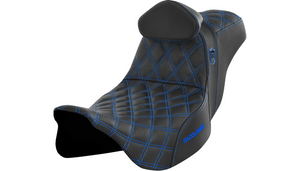 Saddlemen Pro Series SDC Performance Gripper LS Seat with Driver Backrest for '08-Up Harley Davidson Touring (Not for '24-Up FLHX/FLTR Models) Blue Stitching