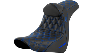 Saddlemen Saddlemen Pro Series SDC Performance Gripper LS Seat with Driver Backrest for '18-Up Harley Davidson Low Rider FXLR/S and Sport Glide FLSB - Blue Stitching
