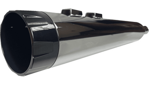 Bassani 4-1/2" Slip-On Mufflers for '06-16 Harley Davidson Twin Cam Touring - Chrome with Black End Cap 