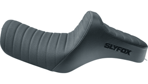 SlyFox Highnoon Vinyl Seat for '04-22 Harley Davidson Sportster XL Models - Classic Stitch w/ Black Logo